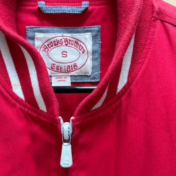 Vintage 80s Brooks-Brothers Varsity Bomber Jacket Red Mens Size S - Picture 9 of 10